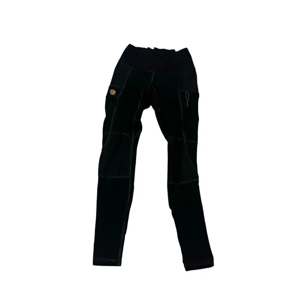 Fjällräven Women's Pull-On Skinny Abisko Trekking Tights Leggings Black Size 2XS